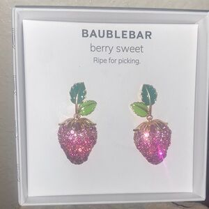 NEW BAUBLEBAR Strawberry Hombre Rhinestoned Enamel Stud Earrings